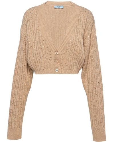 Prada Cardigan en cachemire à ornements - Neutre