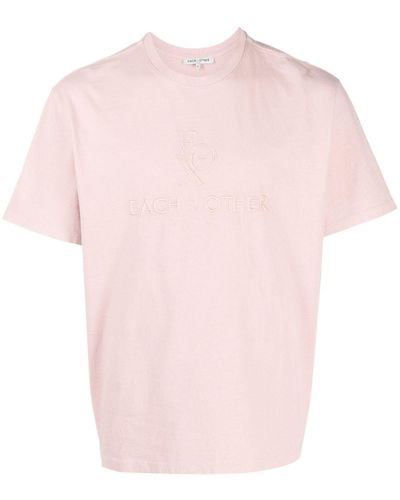 Each x Other Logo-embroidered Cotton T-shirt - Pink