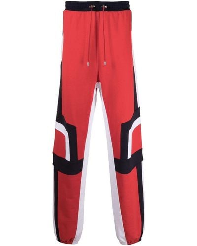 Balmain Pantalones de chándal con cordones - Rojo