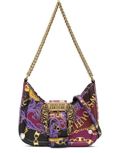 Versace Chain Couture Faux-leather Shoulder Bag - Purple