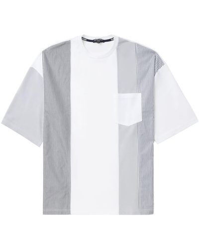 Comme des Garçons Patchwork Striped Cotton T-shirt - White