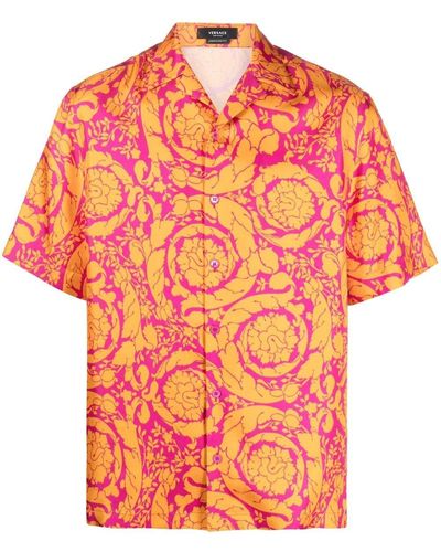 Versace Camisa con estampado Barocco - Naranja