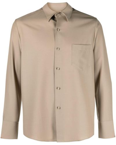 Ernest W. Baker Pointed-collar Long-sleeve Shirt - Natural