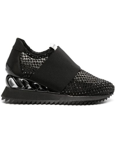 Le Silla Gilda Rhinestone-embellished Sneakers - Black