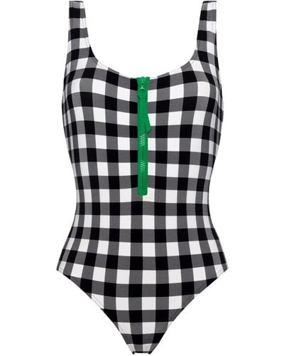 Eres Funny Check-print One-piece Swimsuit - White