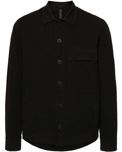 Transit Classic-collar Shirt Jacket - Black