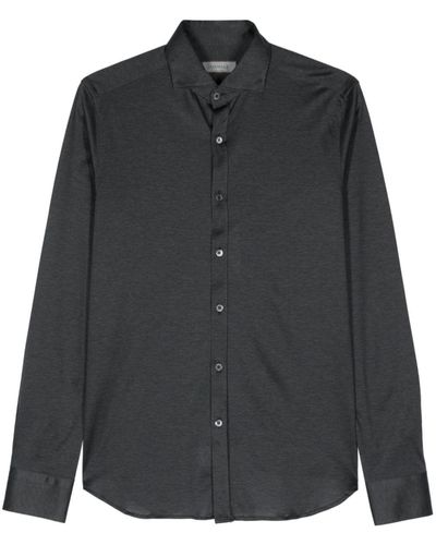 Canali Cutaway-collar Cotton Shirt - Black