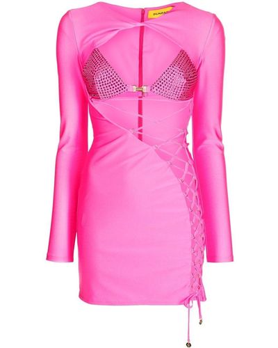 Dundas Lace-up Mini Dress - Pink