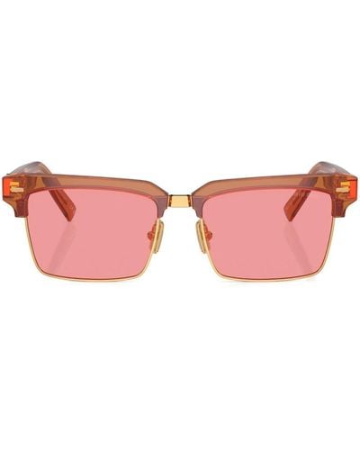 Miu Miu Logo-lettering Square-frame Sunglasses - Pink