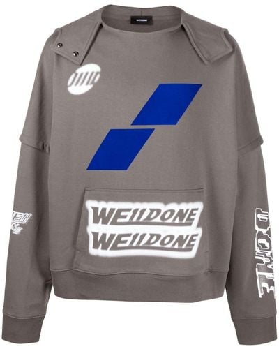 we11done Logo-print Cotton Sweater - Gray