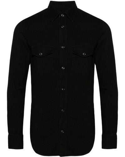 Tom Ford Katoenen Denim Overhemd - Zwart