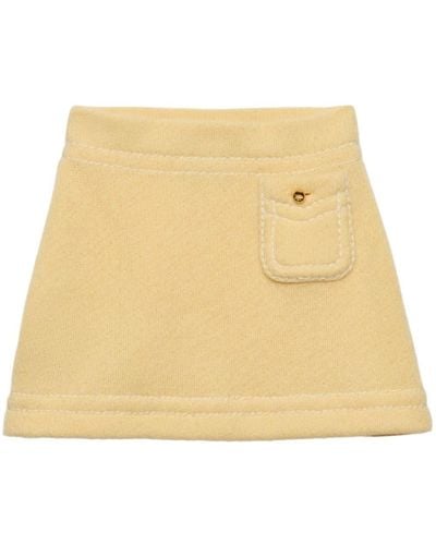 Prada Triangle-logo Cashmere Miniskirt - Natural