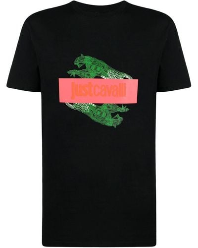 Just Cavalli Camiseta con logo en relieve - Negro