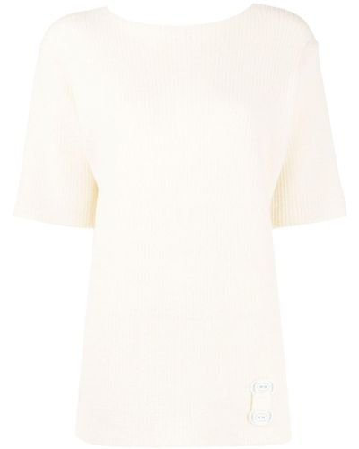 Maison Margiela Ribbed Crew Neck Knitted Top - Multicolor