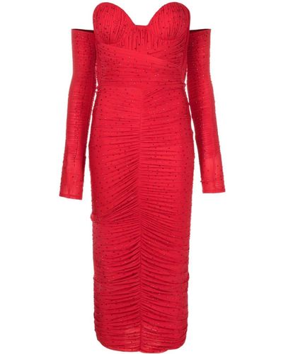 Alex Perry Tylen Crystal Midi Dress - Red
