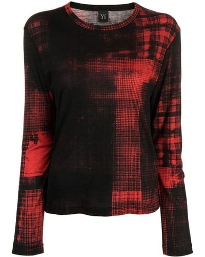 Y's Yohji Yamamoto Abstract-pattern Print Round-neck T-shirt - Black