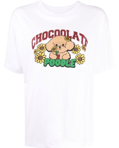 Chocoolate T-shirt Met Print - Wit