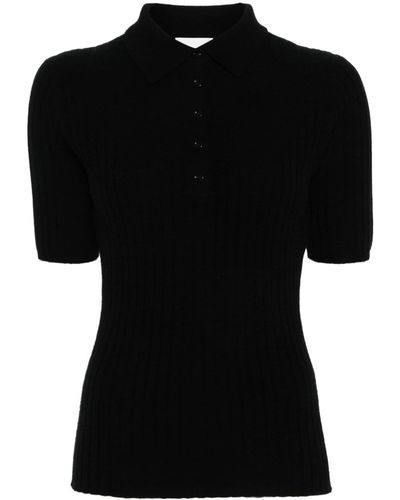 Allude Ribbed-knit Cashmere T-shirt - Black