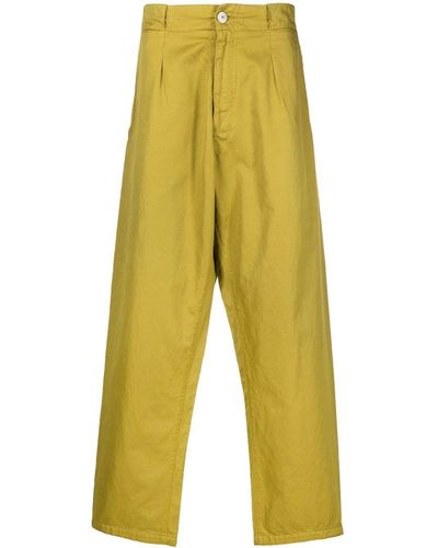 Stone Island Shadow Project Drop-crotch Wide-leg Trousers - Yellow
