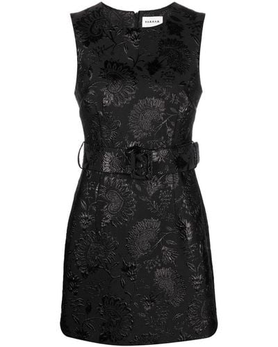 P.A.R.O.S.H. Pattern-jacquard Sleeveless Minidress - Black