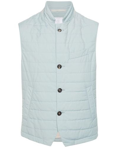 Eleventy Button-up Quilted Gilet - Blue