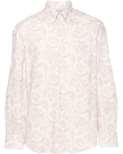 Brunello Cucinelli Katoenen Overhemd Met Paisley-print - Roze