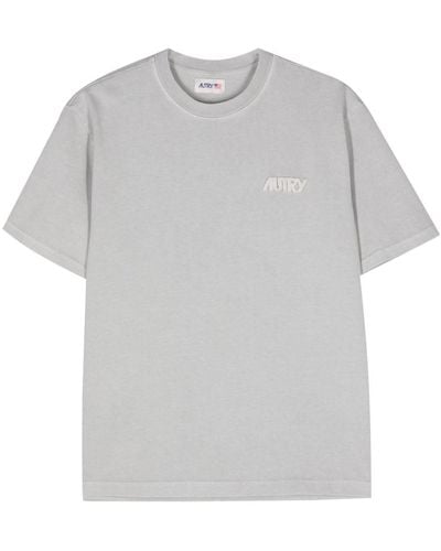 Autry Logo-embroidered Cotton T-shirt - Grey