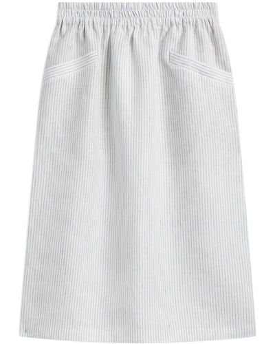 agnès b. Striped Midi Skirt - White