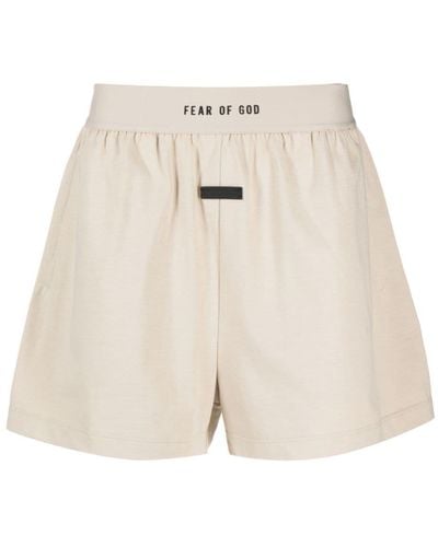 Fear Of God Logo-waistband Cotton Shorts - Natural