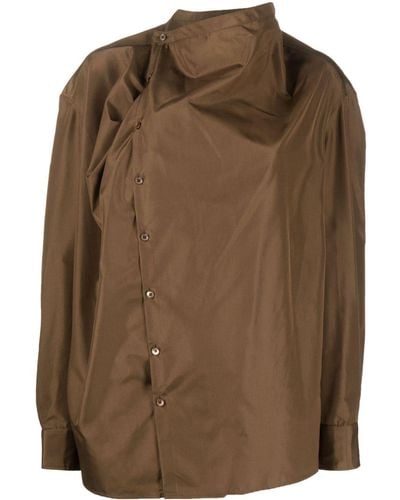 Lemaire Soft Collar Silk Blouse - Brown