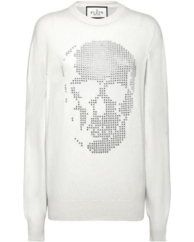 Philipp Plein Sweatshirt mit Kristallen - Weiß