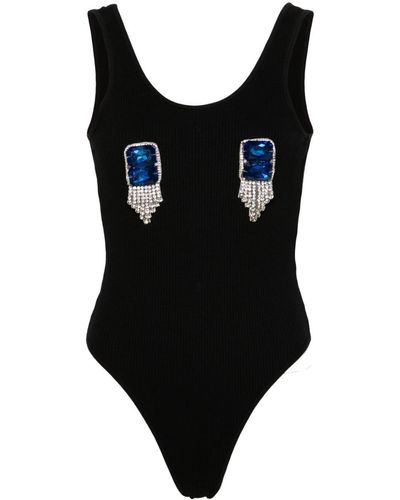 Loulou Crystal-embellished Bodysuit - Black