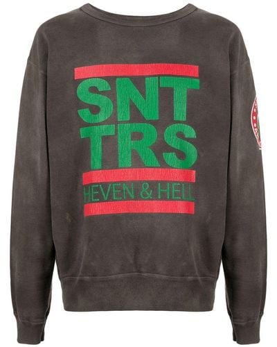 SAINT Mxxxxxx Sudadera con logo y cuello redondo - Gris