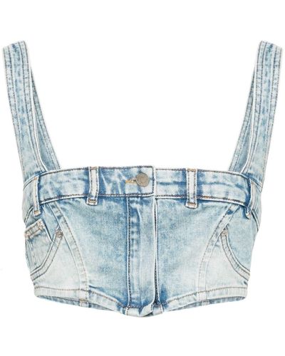 Moschino Jeans Denim Cropped Top - Blue