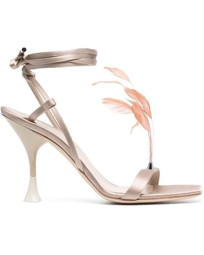 3Juin Kimi Feather-detail Sandals - Natural