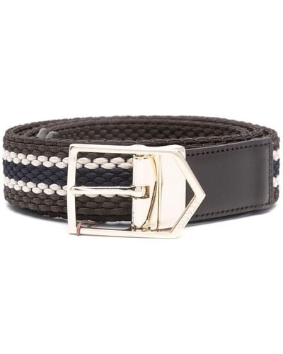 Canali Stripe-print Braided Belt - Black