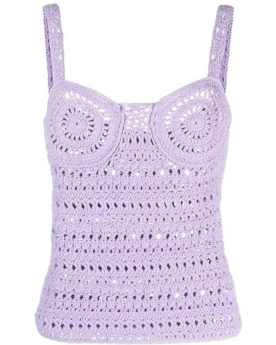 Nanushka Bustier Crochet-knit Top - Purple