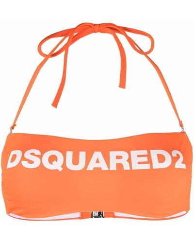 DSquared² Top de bikini con logo estampado - Naranja