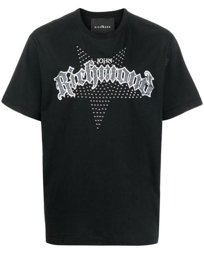 John Richmond T-Shirt mit Logo-Print - Schwarz