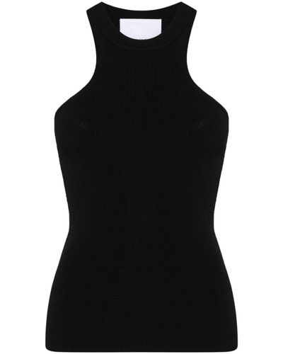 Erika Cavallini Semi Couture Top de canalé fino - Negro