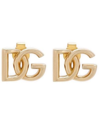 Dolce & Gabbana Orecchini con placca logo - Metallizzato