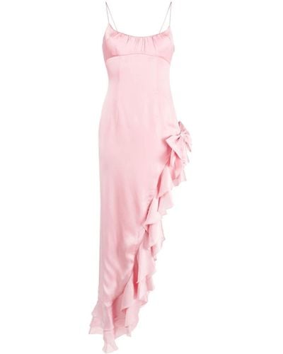 Alessandra Rich Ruffled Side-slit Silk Dress - ピンク