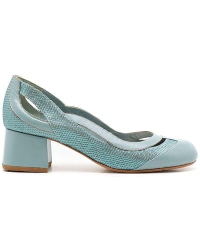 Sarah Chofakian Scarpin Richter Leather Court Shoes - Blue