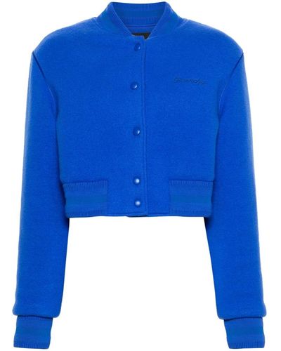 Givenchy Veste bomber en laine à coupe crop - Bleu