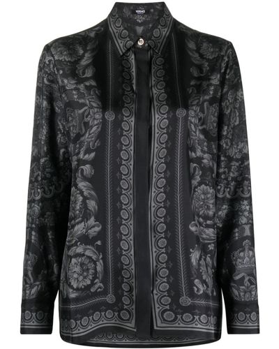 Versace Hemd mit Barocco-Print - Schwarz