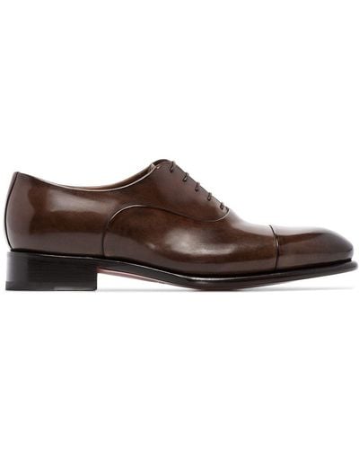 Santoni Klassieke Oxford Veterschoenen - Bruin