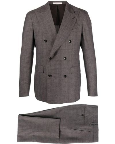 Tagliatore Check-pattern Double-breasted Suit - Grey