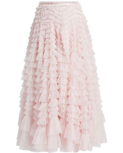 Needle & Thread Florence Ruffled Midi Skirt - Pink