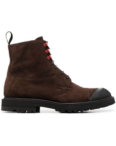 Kiton Lace-up Suede Ankle Boots - Brown