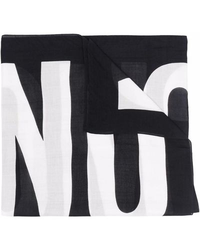 Moschino ロゴ ニットスカーフ - ブラック